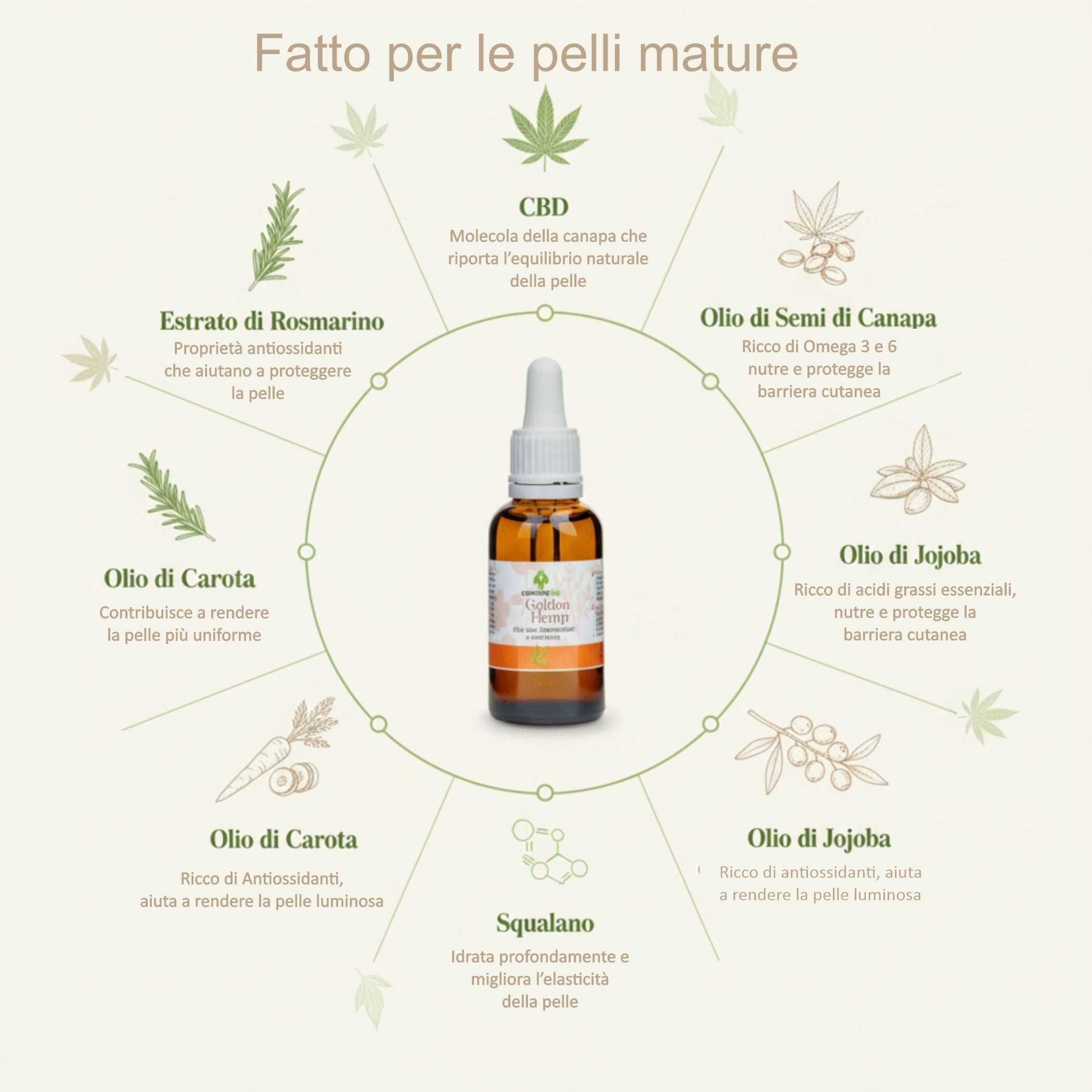 Golden Hemp Olio Viso Illuminante e Idratante (30ml)
